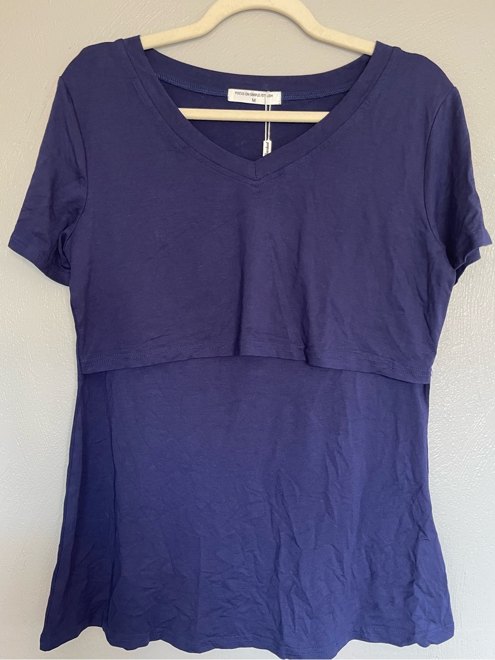 Bearsland Royal Blue Nursing Maternity V Neck Breastfeeding Top Medium NWT